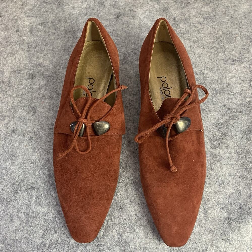 Paloma Terracotta Suede Low Heeled Oxford Style Shoe, Women’s Size 7.5, Ties
